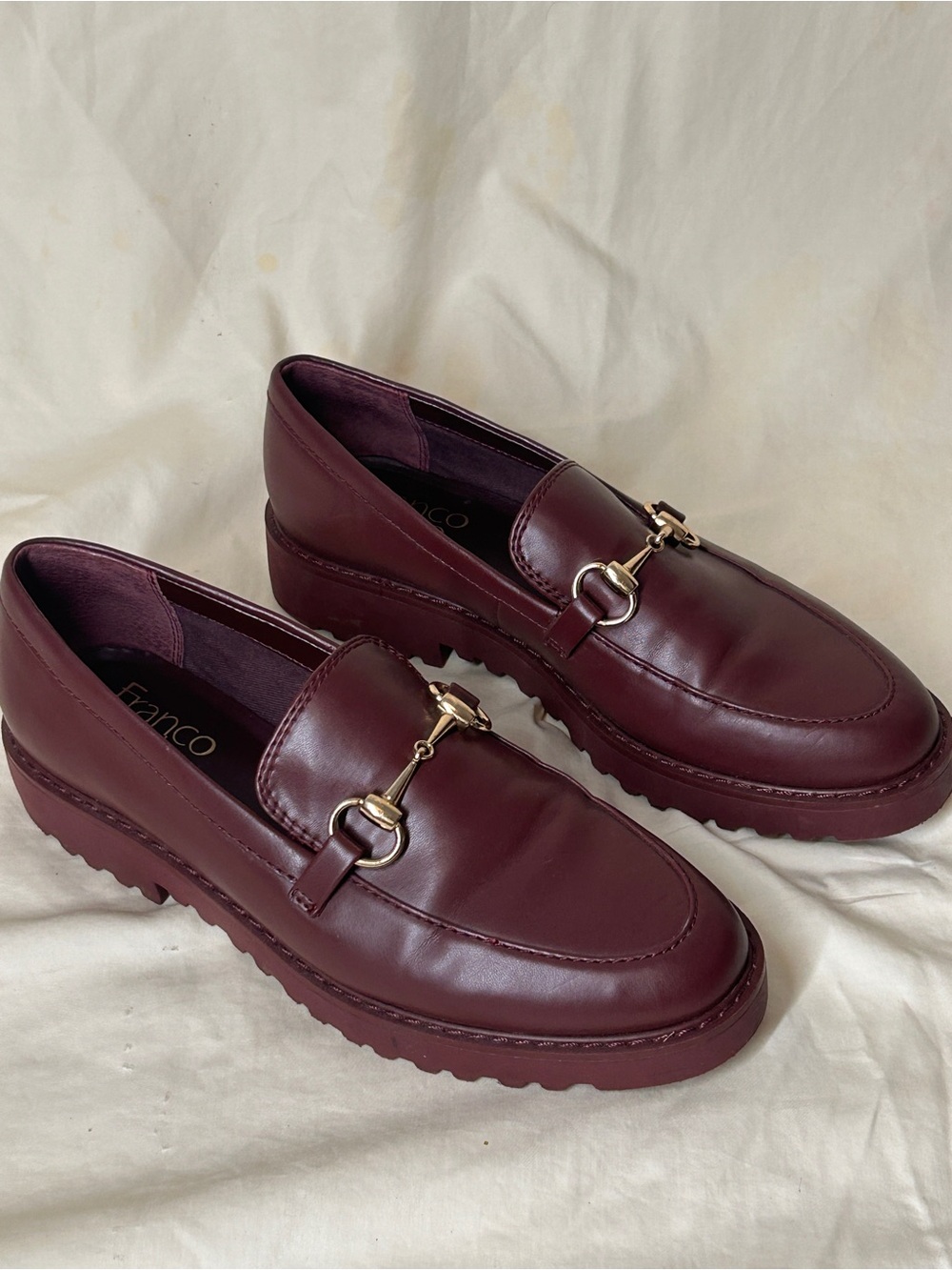 Franco Sarto Women’s Burgundy Leather Slip-On Loafer Flats Comfort 6.5 M